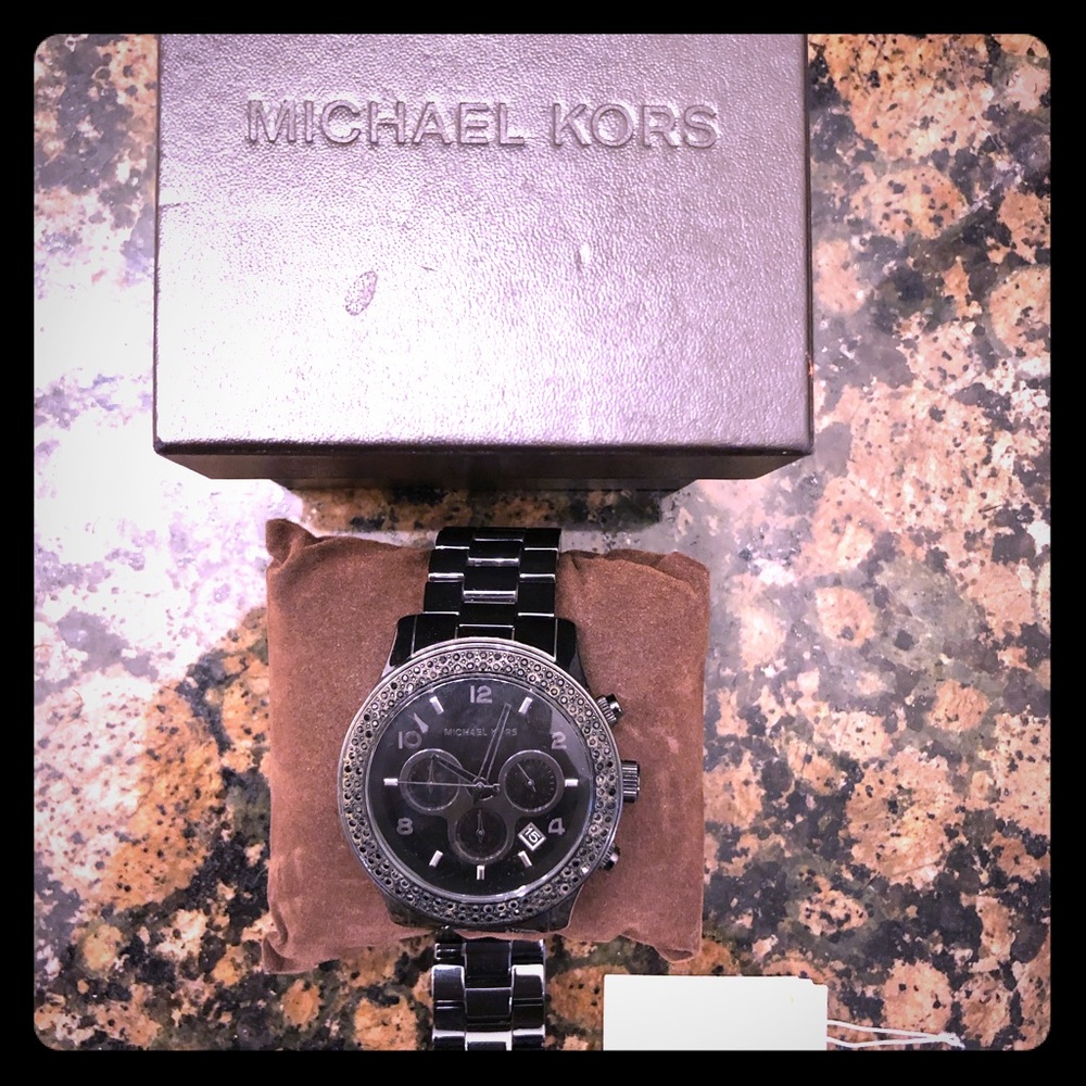 Michael Kors Black Ceramic Swarovski Crystal Accen
